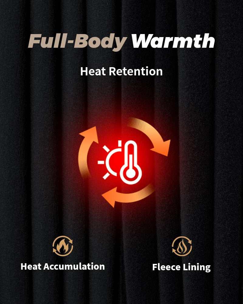 WEERTI ملابس داخلية حرارية للرجال WEERTI طويلة الساقين مع بطانة فليس الطبقة الأساسية للرجال في الطقس البارد أسود - Image 3